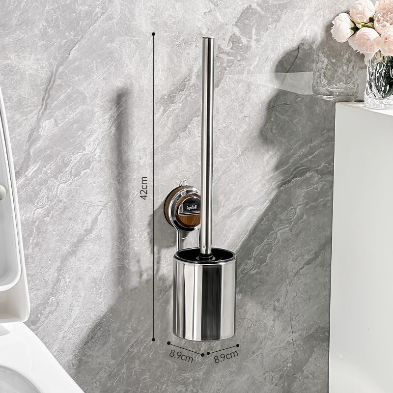 Stainless steel toilet brush with suction cup