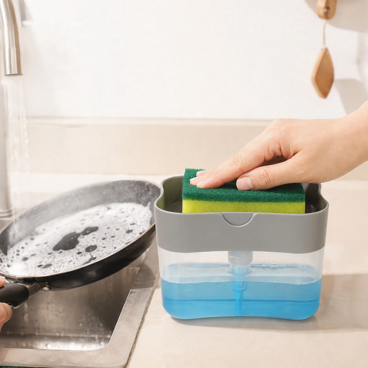 2-in-1 sponge brush holder with soap dispenser