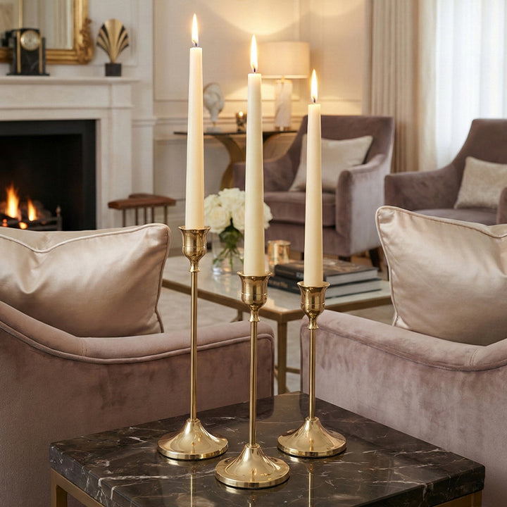 Candle holder set, 3-piece, iron, vintage style