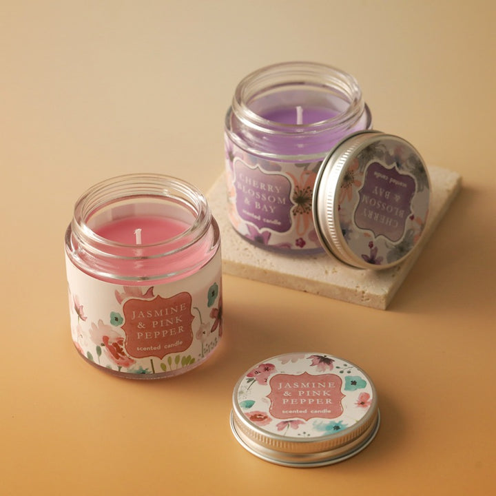 Scented candle made of soy wax, glass cup