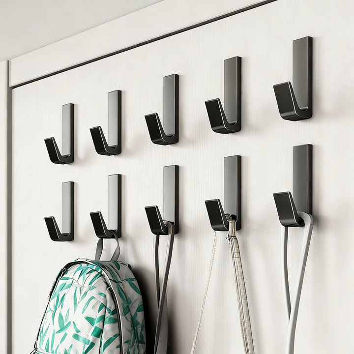 Aluminum wall hooks with adhesive surface