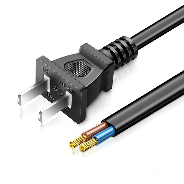 Power cable with flat plug, PVC jacket