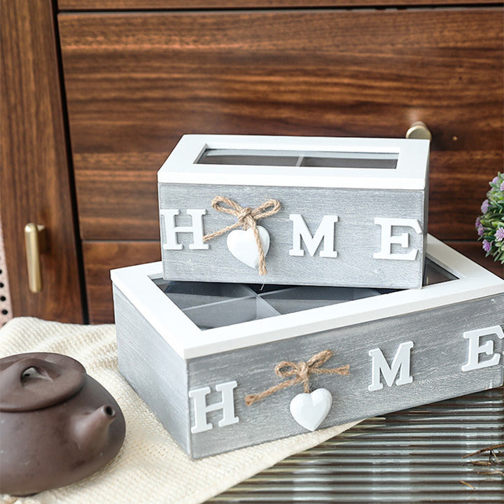 Wood storage box with compartments, modern design