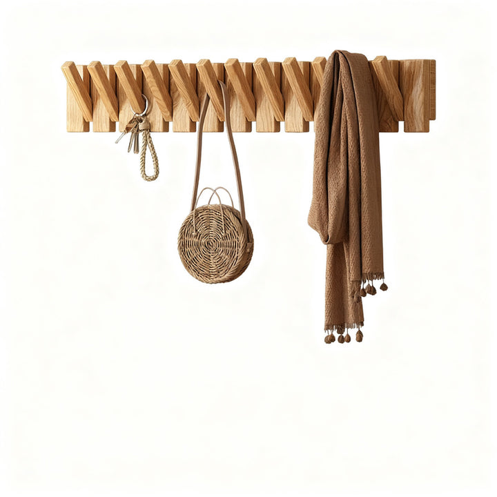 Wall coat rack made of rubber wood