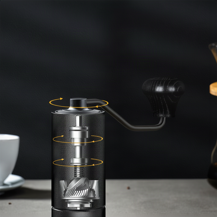 Hand coffee grinder with steel core, luxury design