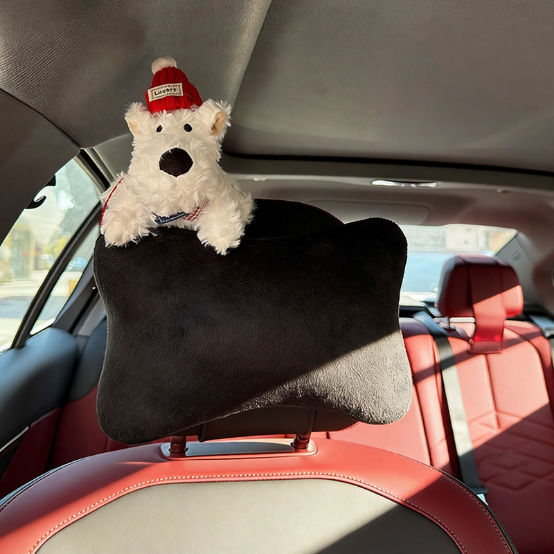 Car headrest pillow with cartoon pattern