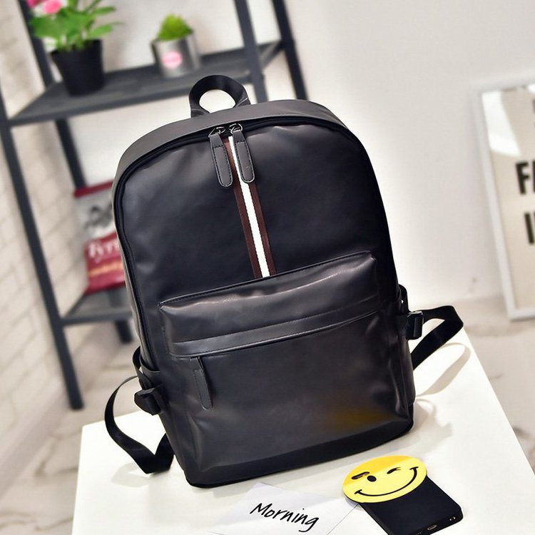 Men's backpack, PU leather, compact, for laptops up to 14 inches