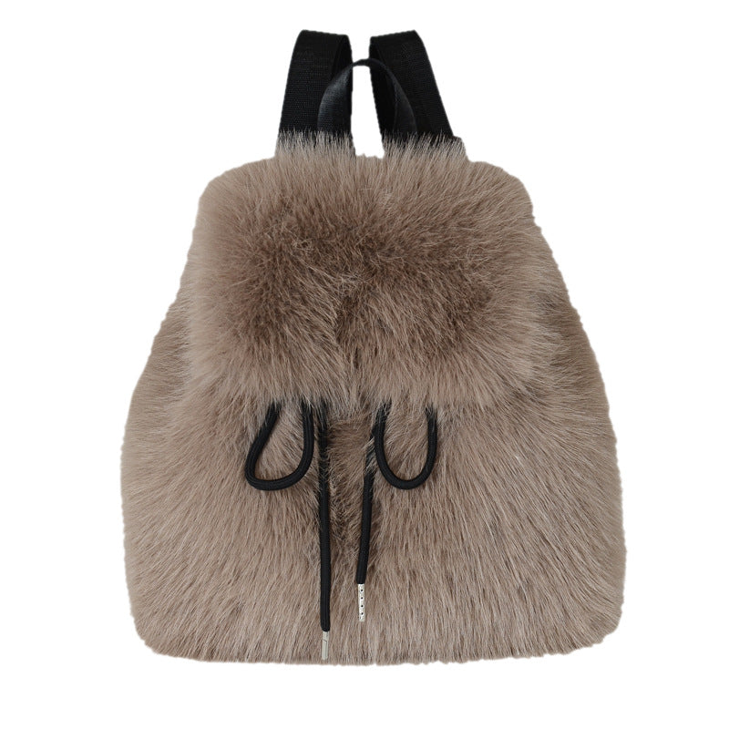 Backpack with faux fur look, large capacity