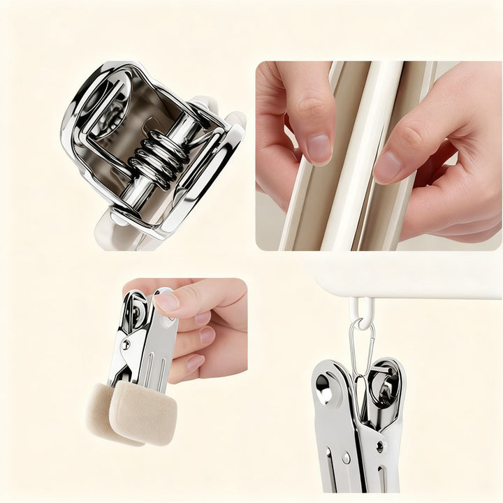 Sock and laundry rack with 8 clips made of iron