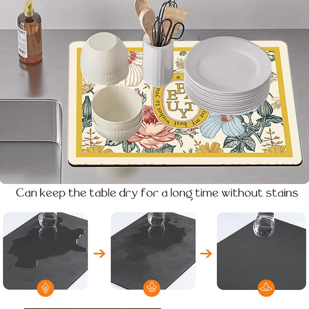 Drying Mat Kitchen Counter Rubber Coffee Bar Accessories Coffee Mats Pads | Bowlift