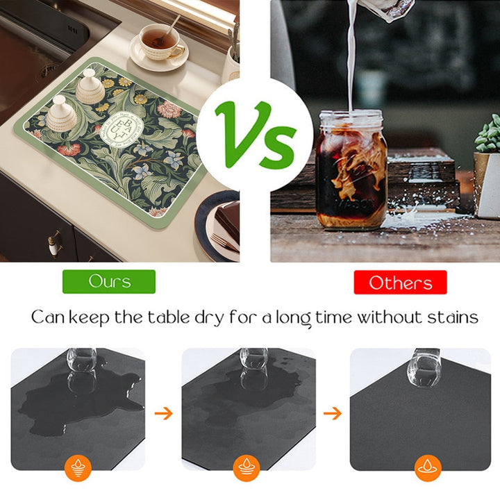 Drying Mat Kitchen Counter Rubber Coffee Bar Accessories Coffee Mats Pads | Bowlift