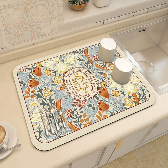 Drying Mat Kitchen Counter Rubber Coffee Bar Accessories Coffee Mats Pads | Bowlift