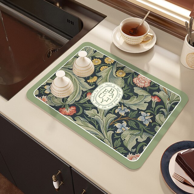 Drying Mat Kitchen Counter Rubber Coffee Bar Accessories Coffee Mats Pads | Bowlift