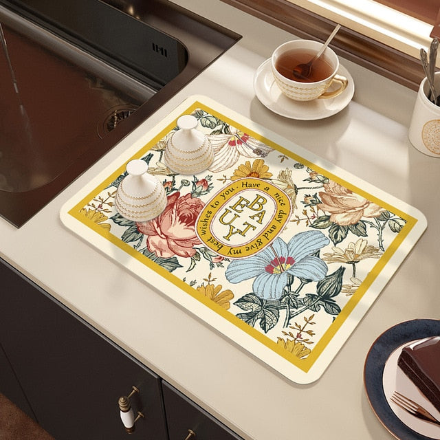 Drying Mat Kitchen Counter Rubber Coffee Bar Accessories Coffee Mats Pads | Bowlift