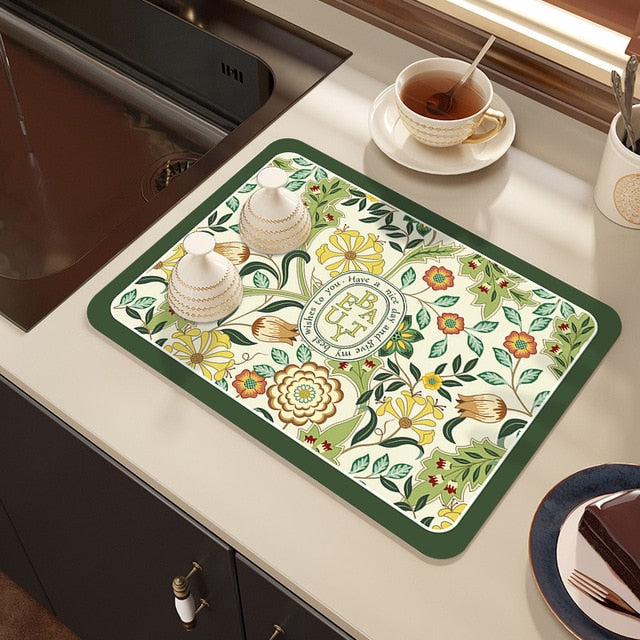 Drying Mat Kitchen Counter Rubber Coffee Bar Accessories Coffee Mats Pads | Bowlift