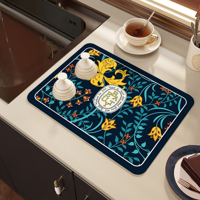 Drying Mat Kitchen Counter Rubber Coffee Bar Accessories Coffee Mats Pads | Bowlift