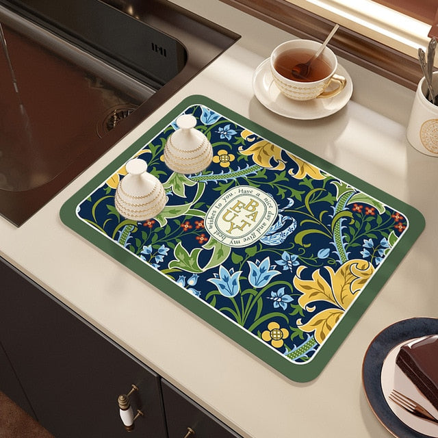 Drying Mat Kitchen Counter Rubber Coffee Bar Accessories Coffee Mats Pads | Bowlift
