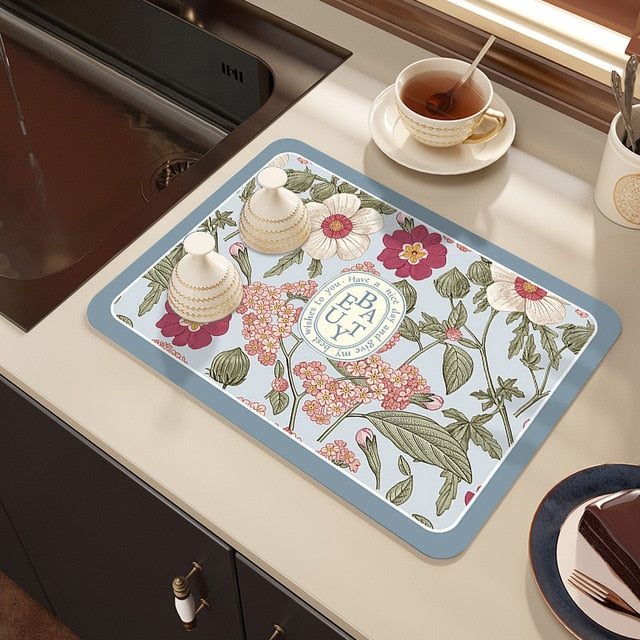 Drying Mat Kitchen Counter Rubber Coffee Bar Accessories Coffee Mats Pads | Bowlift