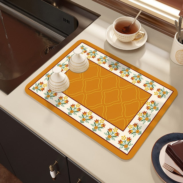 Drying Mat Kitchen Counter Rubber Coffee Bar Accessories Coffee Mats Pads | Bowlift