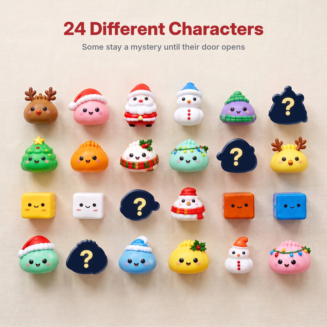 24 different holiday dumpling characters with four mystery silhouettes