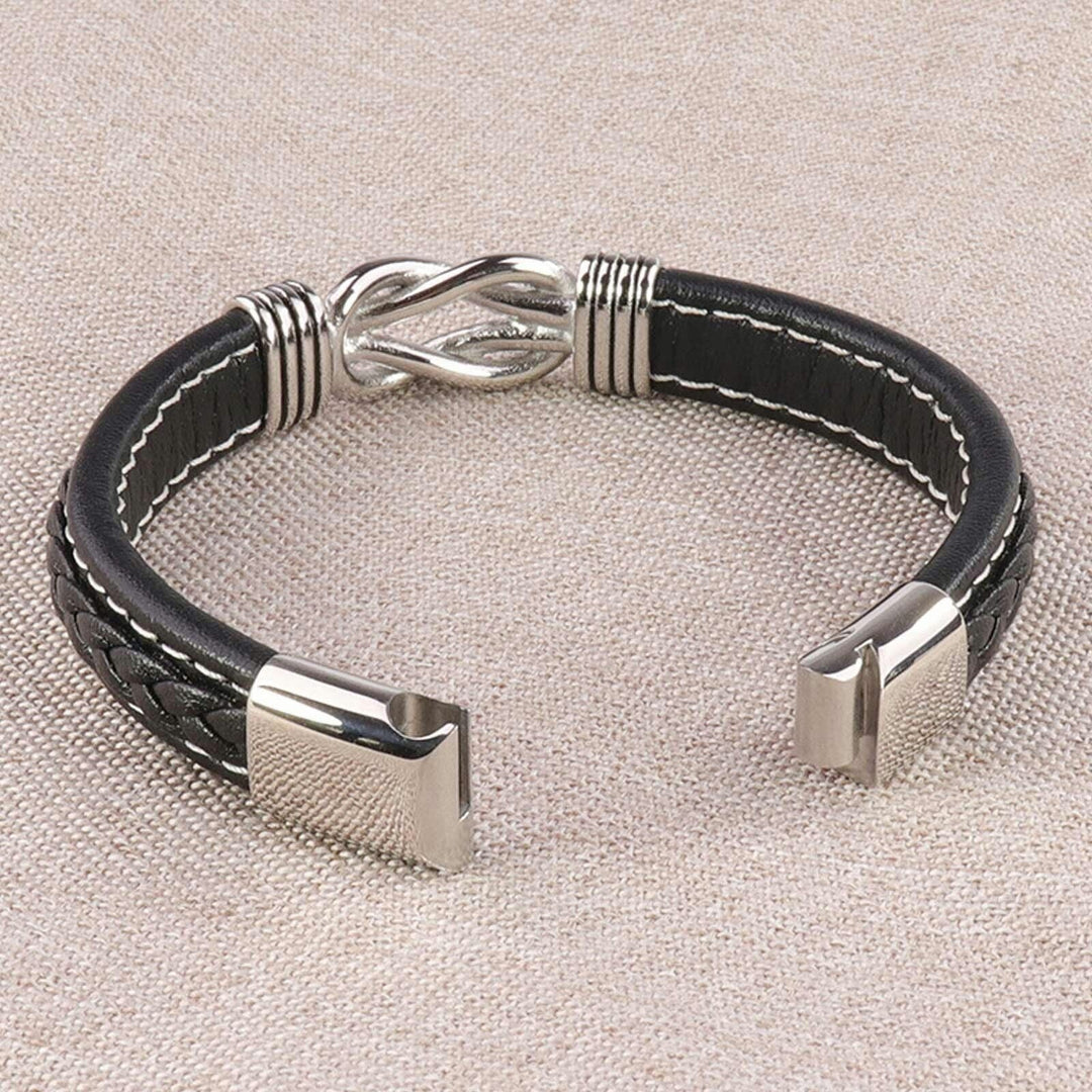 Braided Leather Knot Bracelet For Grandson From Grandmother Love Forever Bowlift