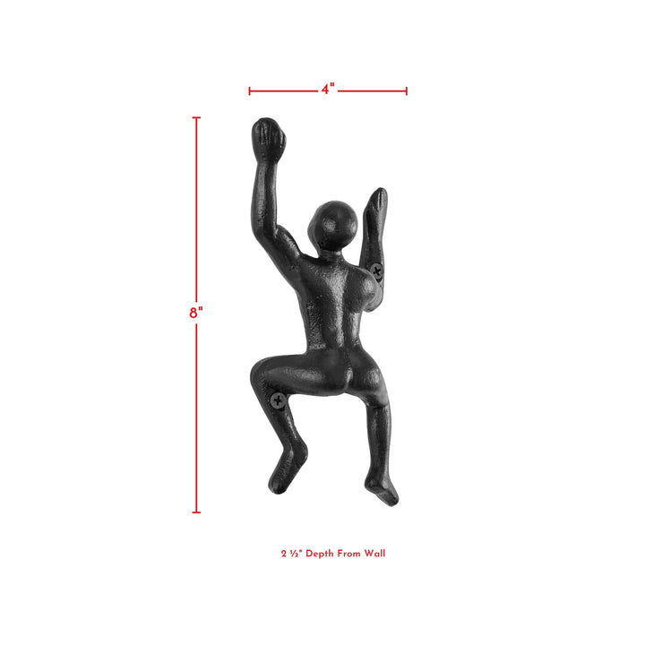 BowLift | "Wall Climber" Cast Iron Decorative Black Wall Mount Hooks (Set of 2)