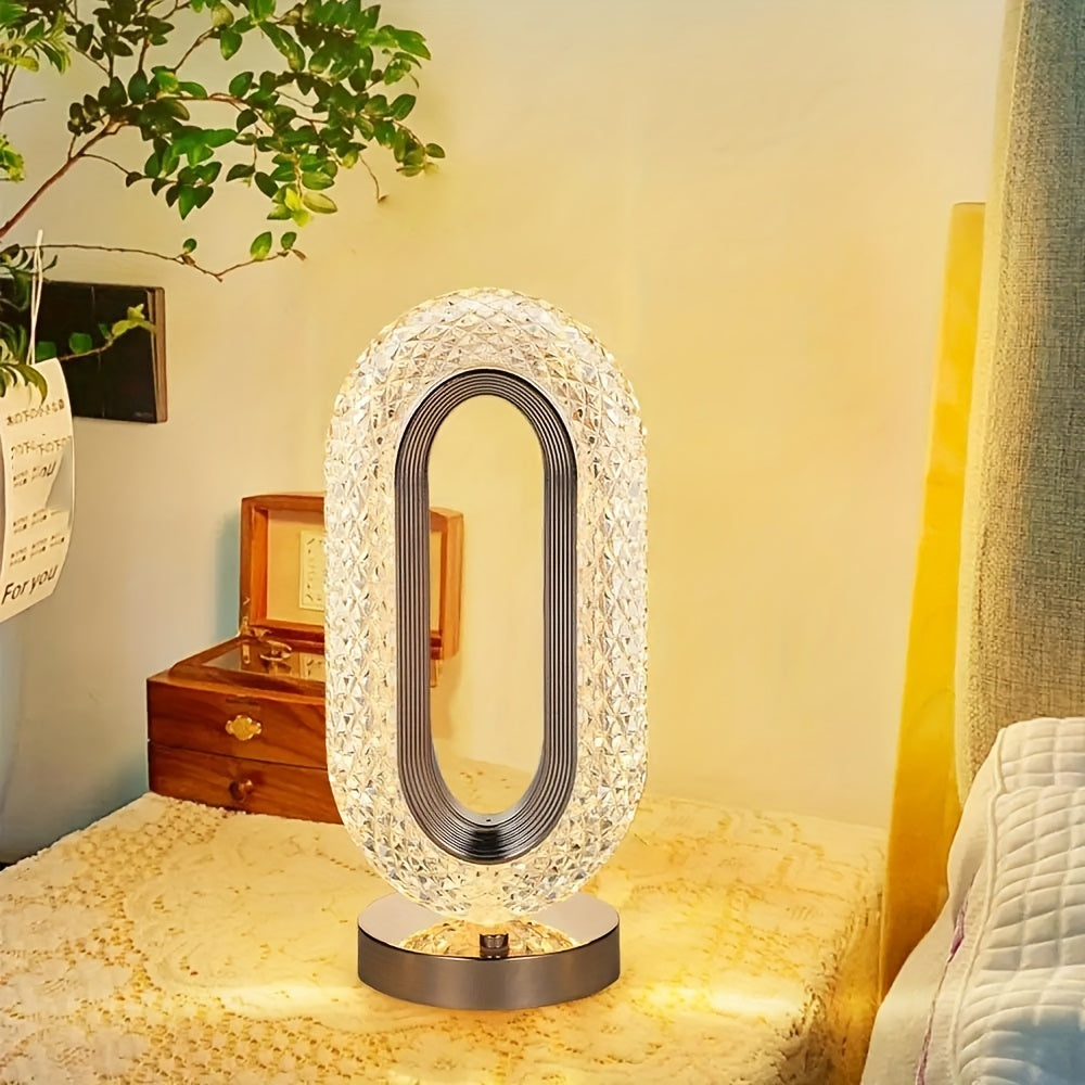 LuxeGlow – Elegant Oval Crystal Table Lamp Bowlift