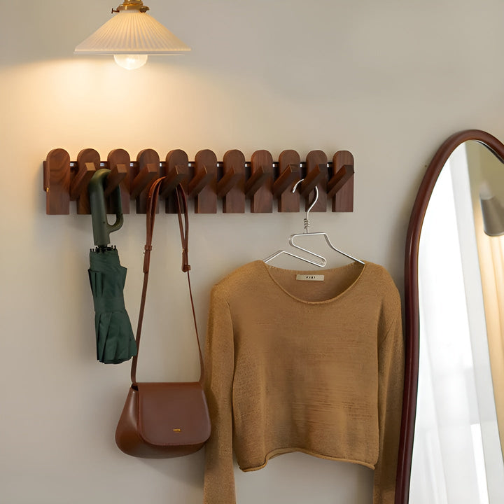 FoldaBowlifte wardrobe rail made of wood – Stylish wall hook rail | Space-saving solution for any room | Bowlift