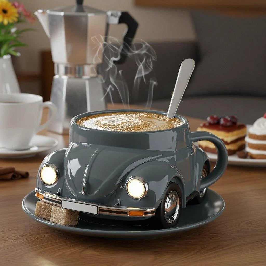 RetroAuto Ceramic Mug – Unique 3D Design for Coffee & Tea | Bowlift