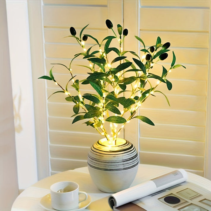 BowLift | Illuminated Olive Tree LED Lamp – Modern Decor for Festive Occasions, Weddings, Birthdays, and Party Atmosphere, Ideal for Dining Table, Cabinet, or Café Decor
