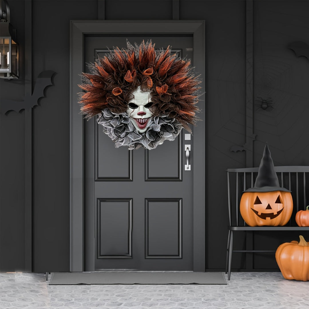BowLift | Halloween Scary Clown Mesh Wreath | Creepy Front Door Decor