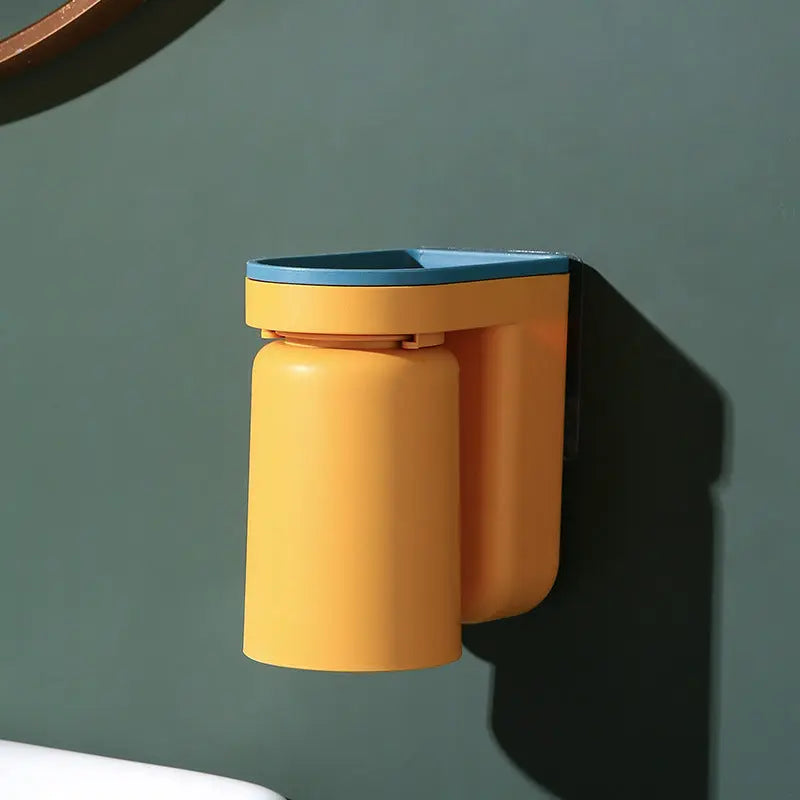 BowLift | Toothbrush Holder with Cup | Wall-Mounted | Self-Adhesive | ABS Plastic | 11.5×7×12.5cm
