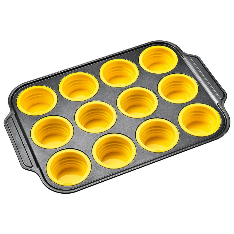 BowLift | Press-Release Silicone Muffin Pan with Sturdy Metal Frame