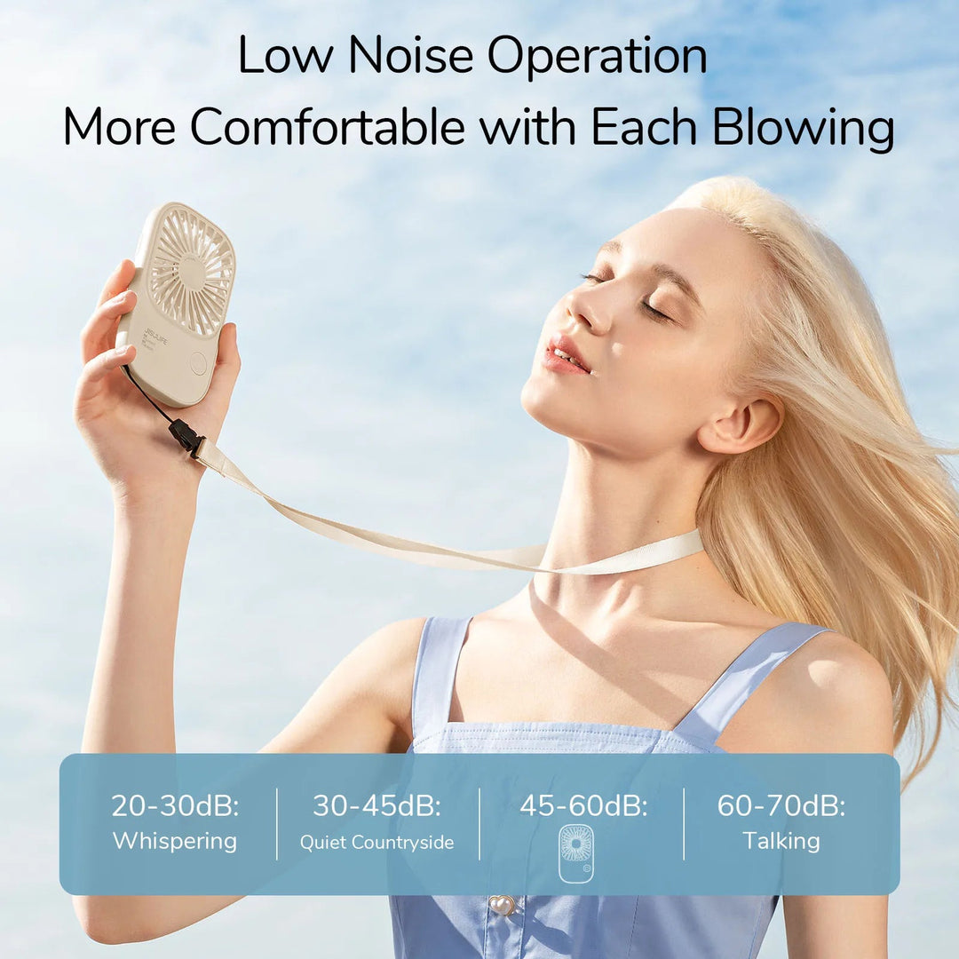 Mini Handheld USB Rechargeable Fan with 3 Speeds, Portable Lash Fan & Desk Stand | Bowlift