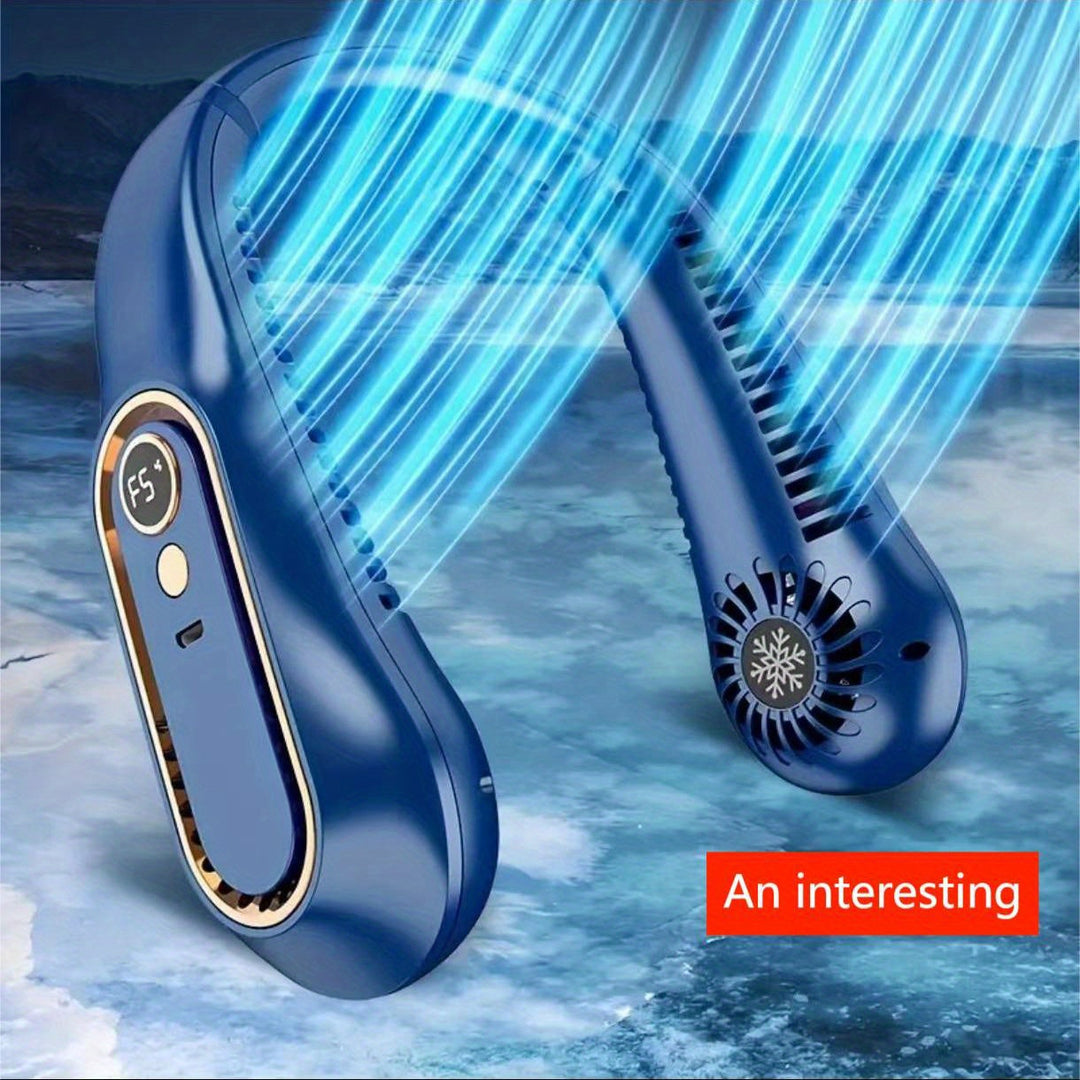 1pc Portable USB Cooler Fan With 5 Speeds And Digital Display - Super Strong Technology And Bladeless Design For Outdoor Use | Bowlift