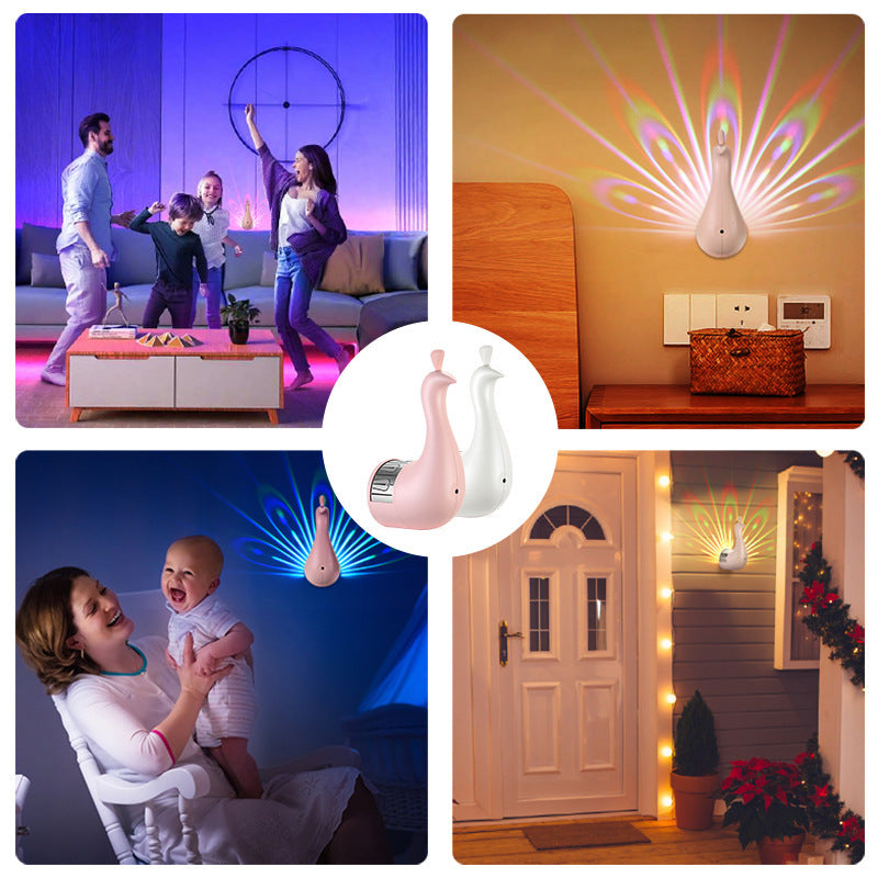 BowLift | GlowyPeacock – Colourful 3D Wall Lamp with Remote Control and Timer