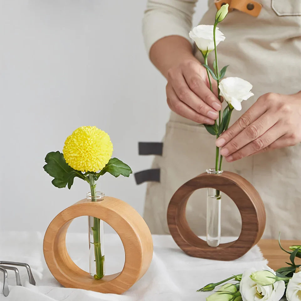 BowLift | Solid Wood Mini Glass Vase for Living Room Decoration