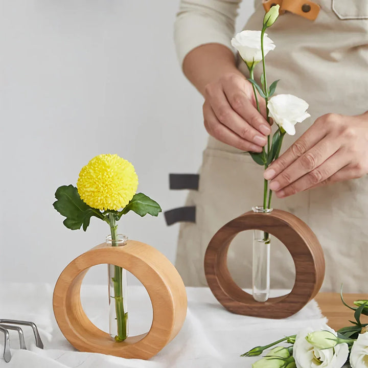 BowLift | Solid Wood Mini Glass Vase for Living Room Decoration