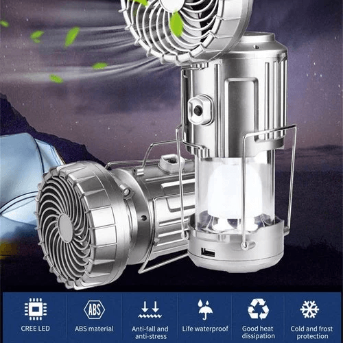 Portable Stretchable Solar Lithium Battery Electric Fan + Emergency Light | Bowlift