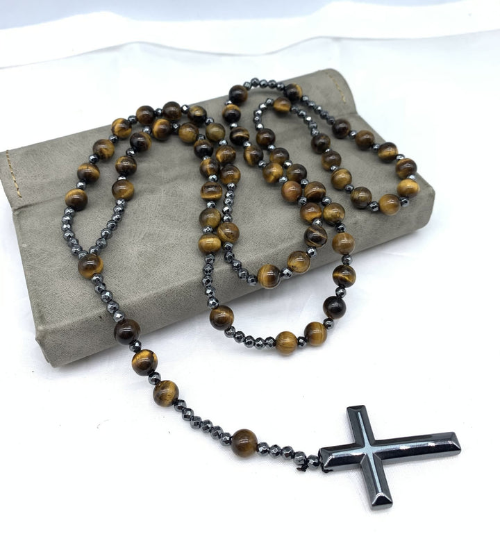 BowLift | Orion Spiritual Necklace with Tiger Eye & Lapis Lazuli – Men's Rosary