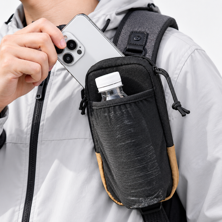 Compact Tactical Utility Phone Pouch with Carabiner and Mesh Pocket Bowlift
