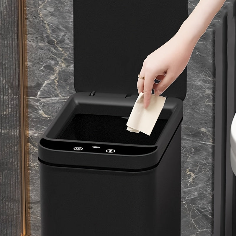 Set of 2 Smart Sensor Trash Cans – Touchless and Compact (Black) | Bowlift