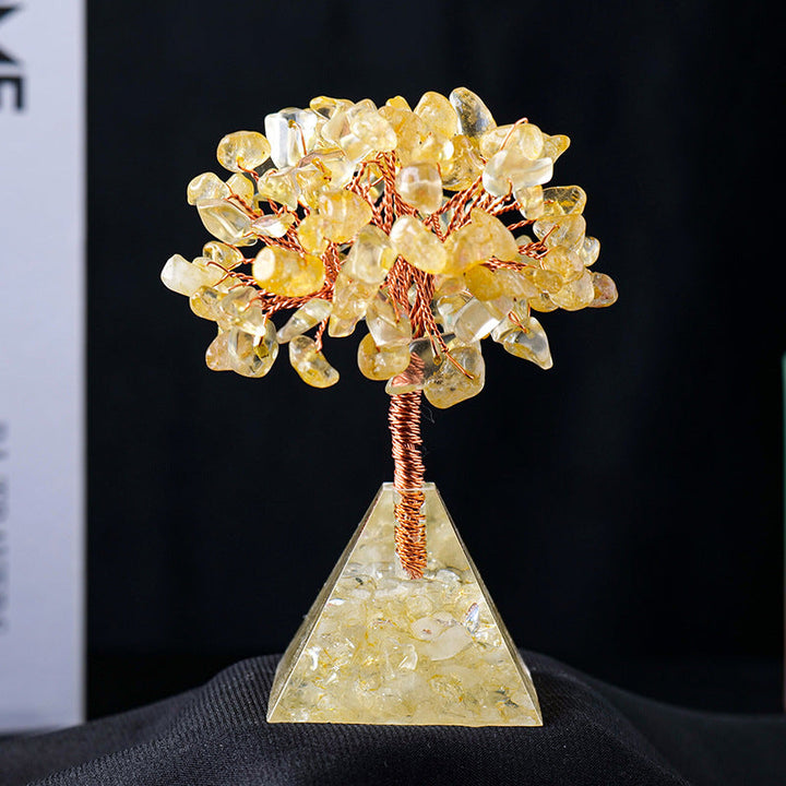 BowLift | Natural Stone Gravel Pyramid Base Feng Shui Tree