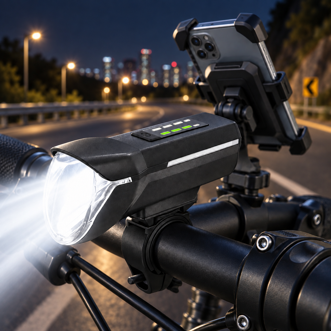 Rechargeable High-Intensity Bicycle Headlight with Quick-Release Handlebar Mount Bowlift