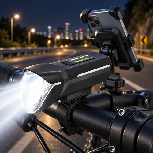Rechargeable High-Intensity Bicycle Headlight with Quick-Release Handlebar Mount Bowlift