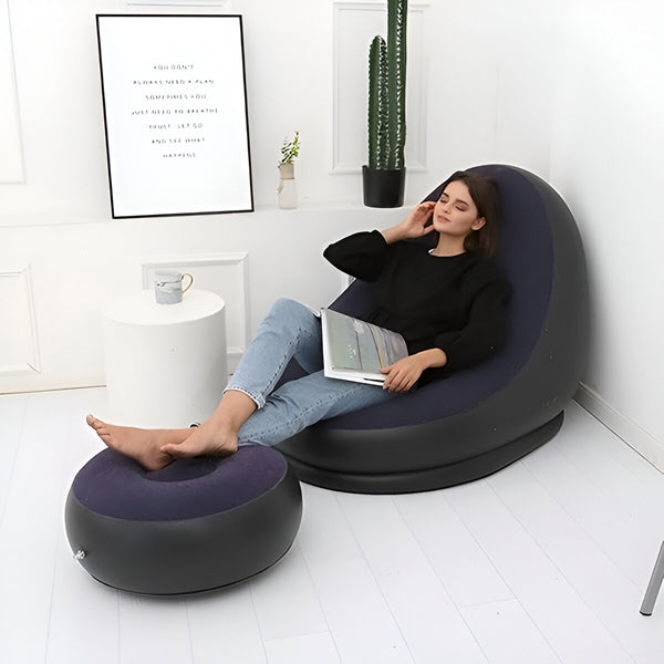 BowLift | RelaxSeat Inflatable Lounge Chair with Footrest – Indoor & Outdoor Comfort