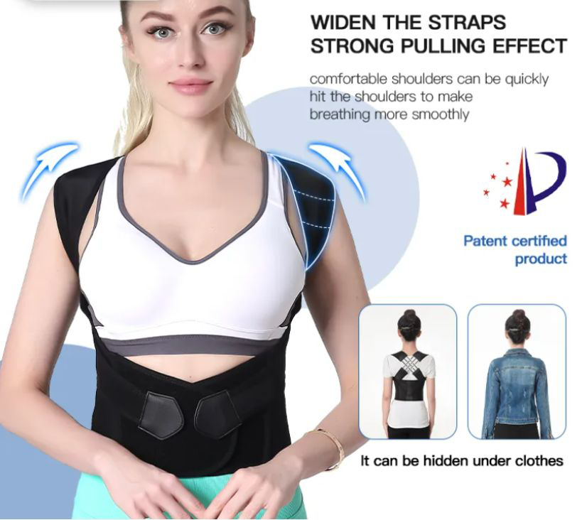 Posture correction belt | Instant back & shoulder support | Black