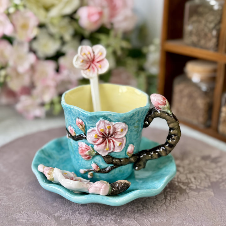 ArtSip Ceramic Cup & Saucer Set – Hand-painted 3D Design inspired by Van Gogh | Bowlift