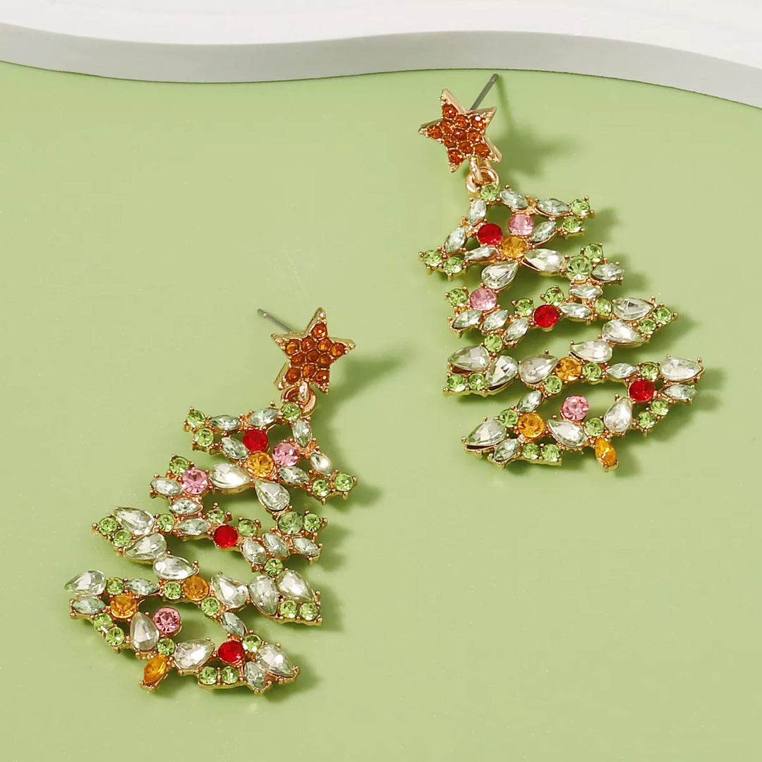 BowLift | Christmas Tree Earrings with Rhinestones