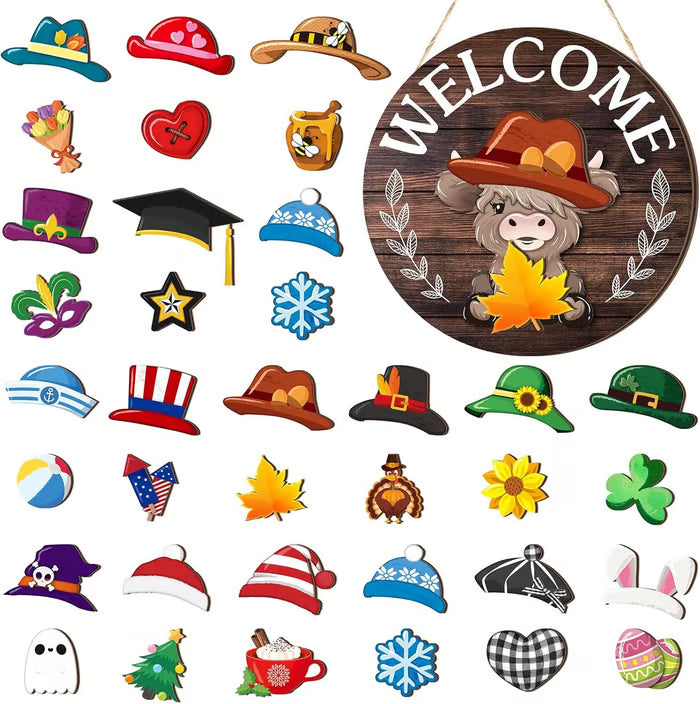 BowLift | The best Christmas decorationsInterchangeable welcome sign with wooden gnome
